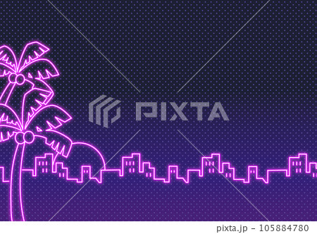 80年代シティポップネオンサイン背景横長1のイラスト素材 [105884780 