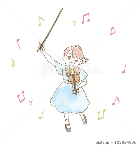 水彩アナログ風 女の子 ヴァイオリン 演奏 発表会 イラスト(音符あり) 水彩アナログ風 女の子 ヴァイオリン 演奏 発表会 イラスト(音符あり) 105884936