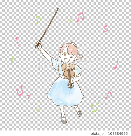 水彩アナログ風 女の子 ヴァイオリン 演奏 発表会 イラスト(音符あり) 水彩アナログ風 女の子 ヴァイオリン 演奏 発表会 イラスト(音符あり) 105884936