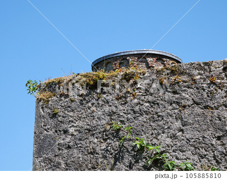 Ancient tower wall background, Blarney castle in Ireland, celtic fortress Ancient tower wall background, Blarney castle in Ireland, celtic fortress 105885810