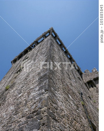 Old celtic castle tower over blue sky background, Blarney castle in Ireland, celtic fortress Old celtic castle tower over blue sky background, Blarney castle in Ireland, celtic fortress 105885845