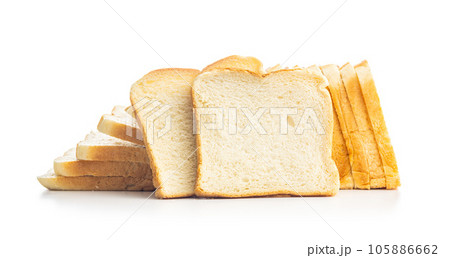 White sliced toast bread isolated on white background. White sliced toast bread isolated on white background. 105886662