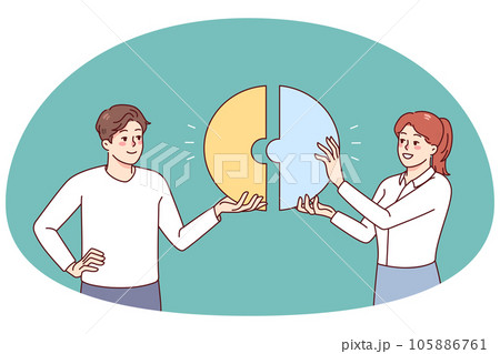 Happy businesspeople find solution together Happy businesspeople find solution together 105886761