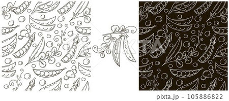 Monochrome Seamless pattern. Set in hand draw style. Can be used for fabric and etc 105886822