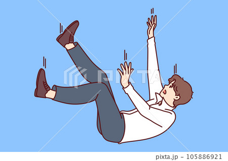 Falling man in business attire symbolizing failure or bankruptcy associated with being fired 105886921