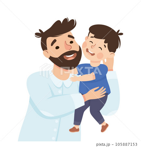 Little Boy Hugging Father Feel Happy Vector Illustration Little Boy Hugging Father Feel Happy Vector Illustration 105887153