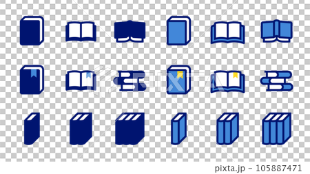 開いた本・積まれた本・並べた本のベクターアイコンセット 105887471
