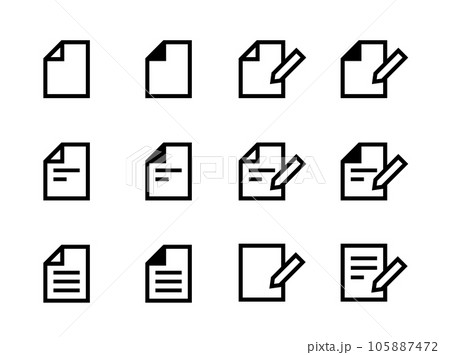 紙とペンの書類ベクターアイコンセット 紙とペンの書類ベクターアイコンセット 105887472