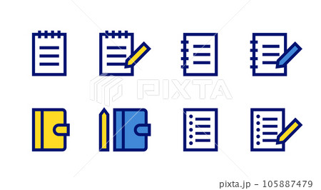 メモ帳・手帳・ルーズリーフのベクターアイコンセット 105887479