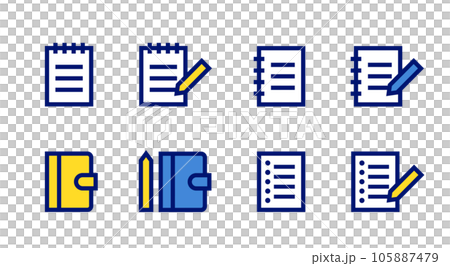 メモ帳・手帳・ルーズリーフのベクターアイコンセット 105887479