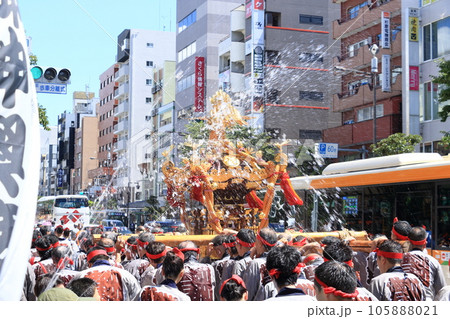 富岡八幡宮のお神輿　江戸三大祭り　水かけ祭り 105888021