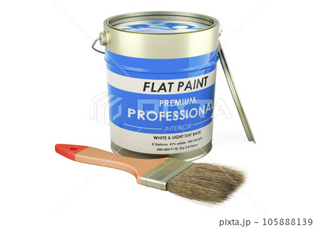 Blue paint can and brush, 3D rendering Blue paint can and brush, 3D rendering 105888139