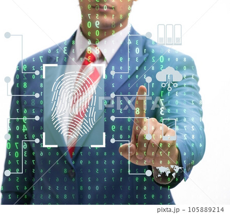 Biometrics security access concept with fingerprint Biometrics security access concept with fingerprint 105889214