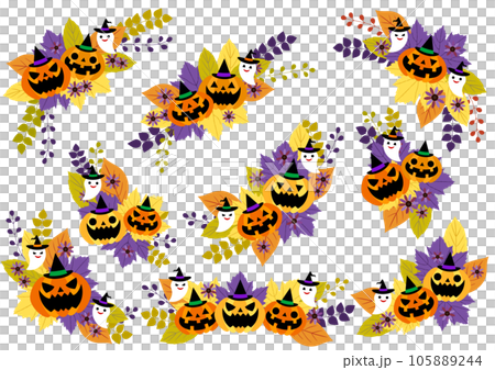 Normal version of Halloween and fallen leaves material collection, purple 105889244