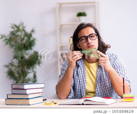 Young male student preparing for exams Young male student preparing for exams 105889629