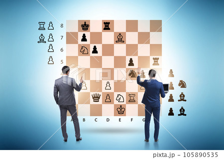 Business people playing chess on the board Business people playing chess on the board 105890535