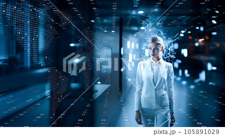 デジタルの世界で成功したビジネスリーダー、DX サイバーセキュリティ、インターネット安全のイメージ 105891029