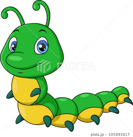 Cute caterpillar cartoon isolated on white background Cute caterpillar cartoon isolated on white background 105893817