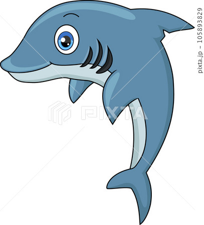 Cute blue dolphin cartoon jumping Cute blue dolphin cartoon jumping 105893829