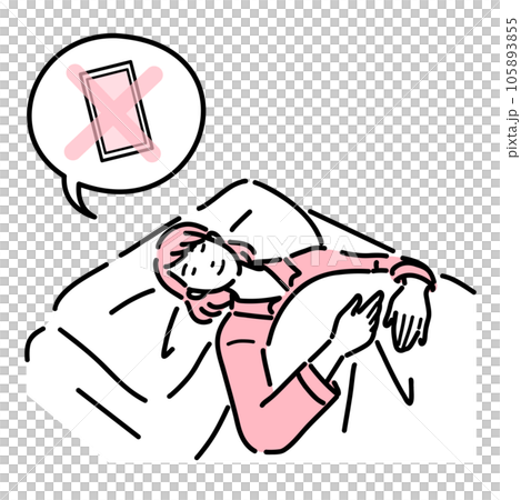 スマートフォンのことを考えすにぐっすり安眠している女性 スマートフォンのことを考えすにぐっすり安眠している女性 105893855