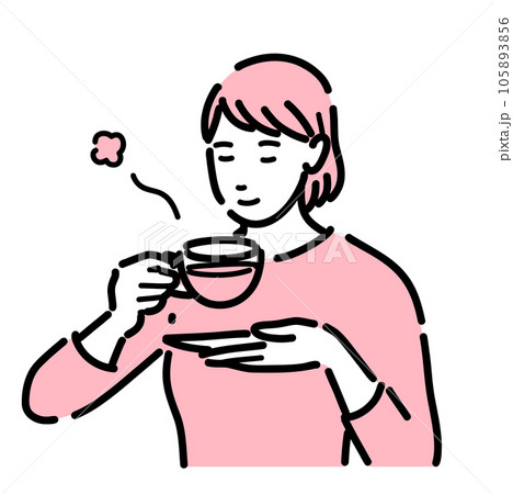 お茶を飲んでリラックスしている女性 105893856