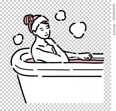 A woman soaking in lukewarm water A woman soaking in lukewarm water 105893859