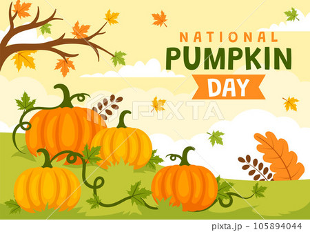National Pumpkin Day Vector Illustration on 26 October with Cute Cartoon Style Pumpkin Character on Garden Background Hand Drawn Template National Pumpkin Day Vector Illustration on 26 October with Cute Cartoon Style Pumpkin Character on Garden Background Hand Drawn Template 105894044