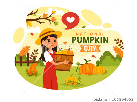 National Pumpkin Day Vector Illustration on 26 October with Cute Cartoon Style Pumpkin Character on Garden Background Hand Drawn Template National Pumpkin Day Vector Illustration on 26 October with Cute Cartoon Style Pumpkin Character on Garden Background Hand Drawn Template 105894052