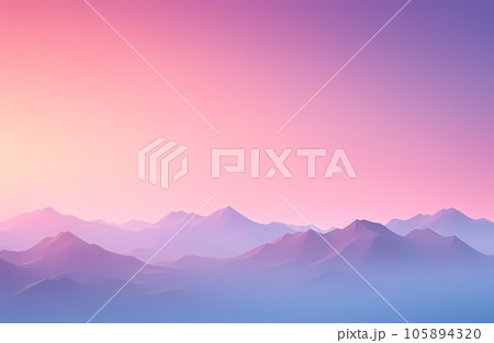 パステルカラーの朝やけの山並み 105894320