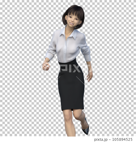小走りするビジネスウーマン　ユニフォーム perming3DCGイラスト素材 105894525