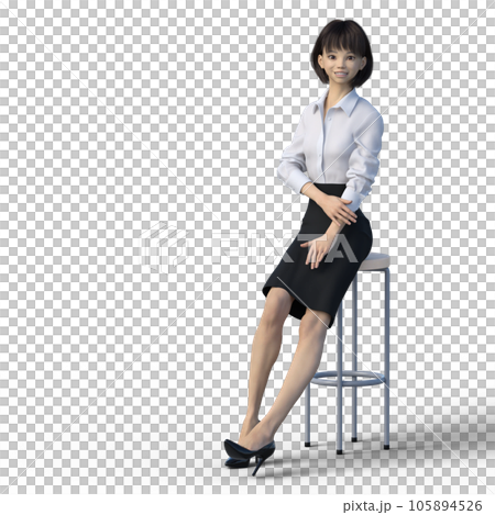 椅子に座るビジネスウーマン ユニフォーム perming3DCGイラスト素材 椅子に座るビジネスウーマン ユニフォーム perming3DCGイラスト素材 105894526