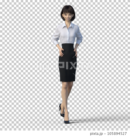 ポーズするビジネスウーマン　ユニフォーム perming3DCGイラスト素材 105894527