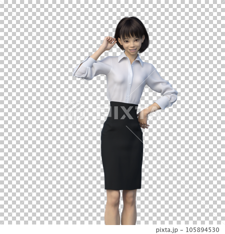 ポーズするビジネスウーマン　ユニフォーム perming3DCGイラスト素材 105894530