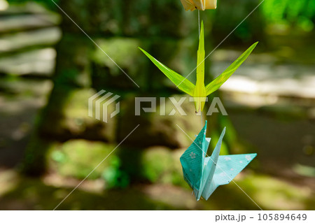 深大寺・深沙堂に飾られている折り鶴 深大寺・深沙堂に飾られている折り鶴 105894649