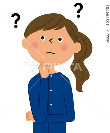 はてなポーズ　疑問に思う若い女性 105894788