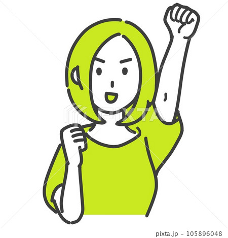 拳を上げる女性 105896048