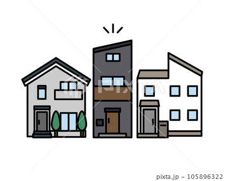 シンプルな狭小住宅、コンパクトハウスのイラスト 105896322