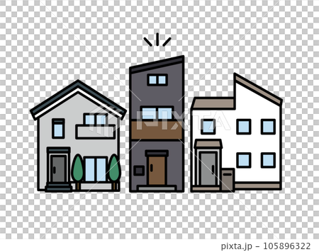 シンプルな狭小住宅、コンパクトハウスのイラスト 105896322