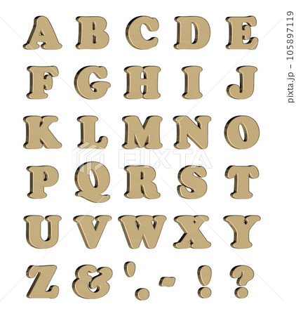 3D Font Pack 4［Alphabet/cap/立体文字/アルファベット］ゴールド,金 105897119