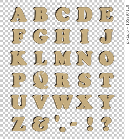 3D Font Pack 4［Alphabet/cap/立体文字/アルファベット］ゴールド,金 105897119