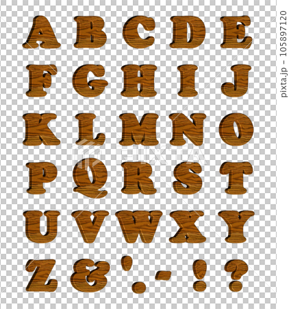 3D Font Pack 4 [Alphabet/cap/three-dimensional letters/alphabet] wood grain, wooden 105897120