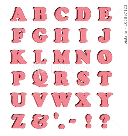3D Font Pack 4［Alphabet/cap/立体文字/アルファベット］レッド,赤 105897123