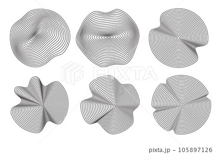 Organic tree rings pattern. Wooden topography circles. Abstract concentric lines. Rippled wavy shapes. Vector graphic. Organic tree rings pattern. Wooden topography circles. Abstract concentric lines. Rippled wavy shapes. Vector graphic. 105897126