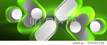 Glowing round shapes abstract background. Template for wallpaper, banner, presentation, background 105897190