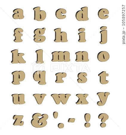 3D Font Pack 4［Alphabet/sml//立体文字/アルファベット］ゴールド,金 105897257