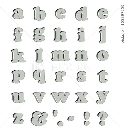 3D Font Pack 4［Alphabet/sml//立体文字/アルファベット］シルバー,銀 105897259