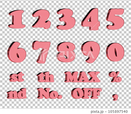 3D Font Pack 4 [Number/three-dimensional characters/numbers] red, red 105897540