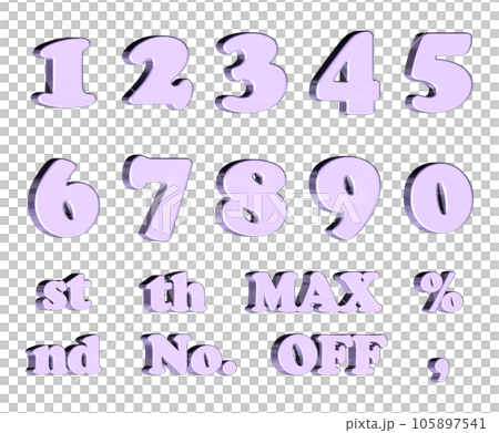 3D Font Pack 4 [Number/three-dimensional letters/numbers] Purple, Purple 105897541