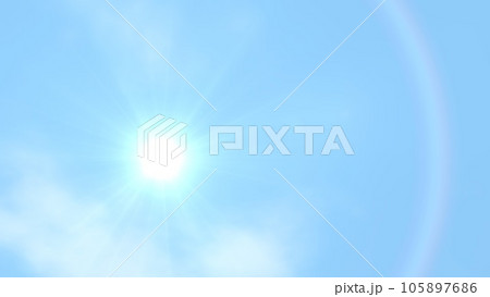 太陽　空　青空　ハロ　虹のリング　背景　壁紙(ワイドサイズ) 105897686
