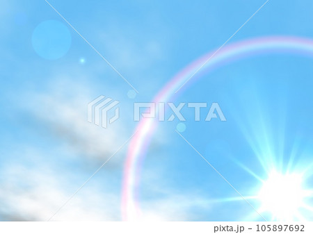 太陽　空　青空　ハロ　虹のリング　背景　壁紙 105897692